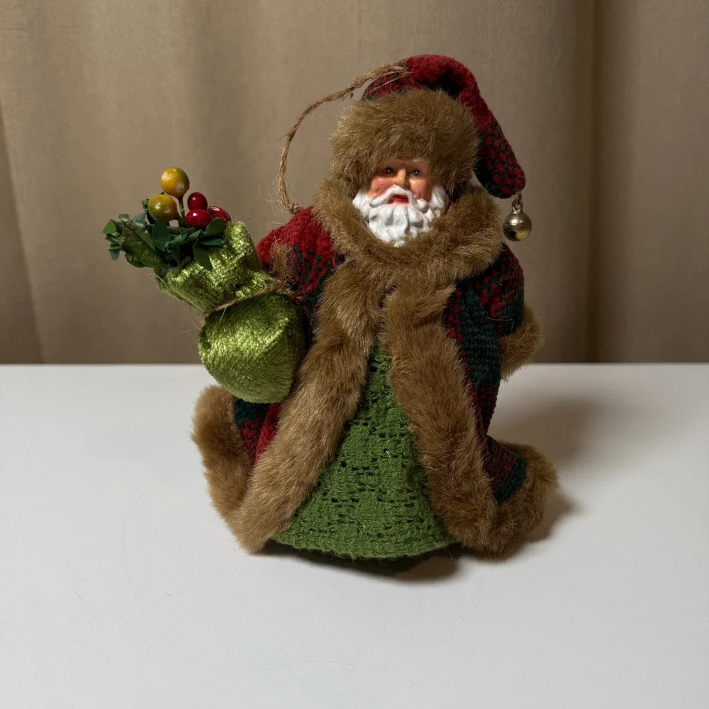 Charming Santa Claus‎ Christmas Ornament Holding Berry Bag